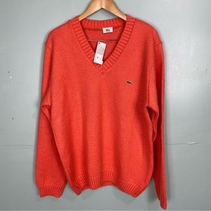 Lacoste Men's V-Neck Sweater in Red